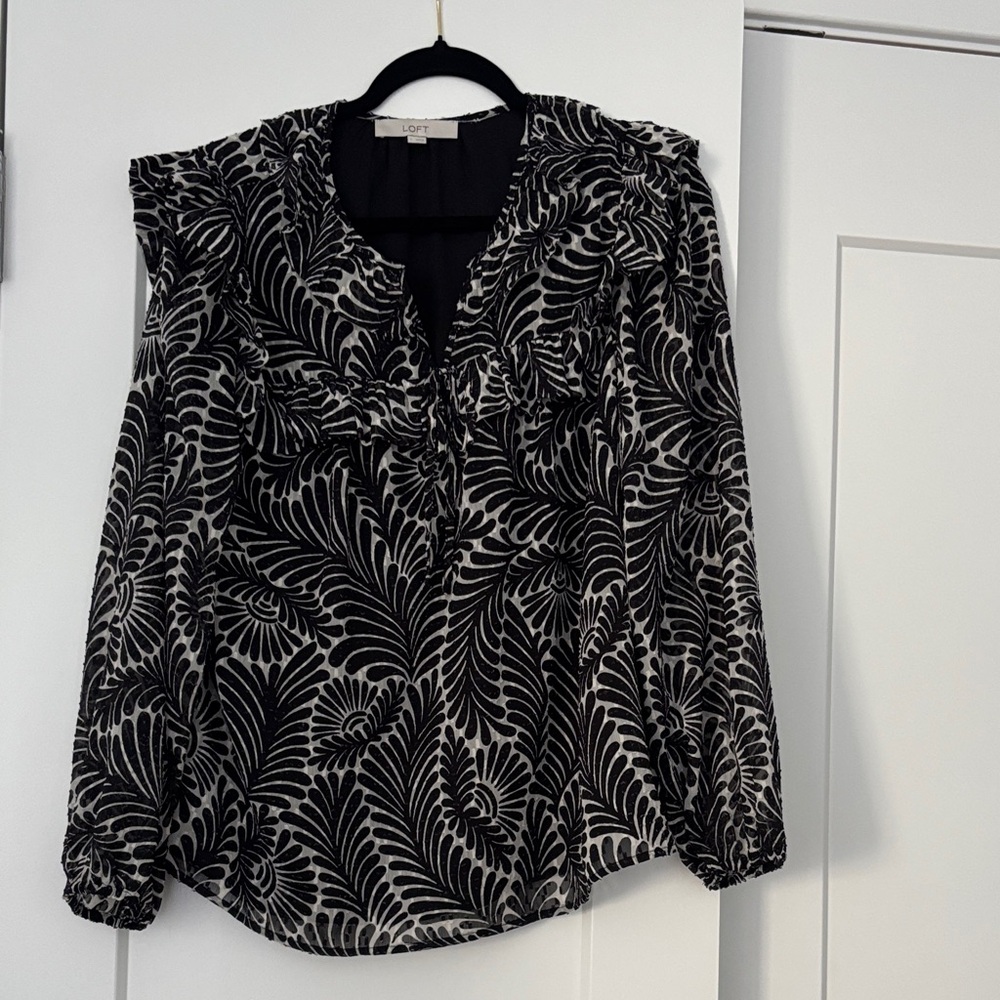 LOFT Black and Gray Blouse